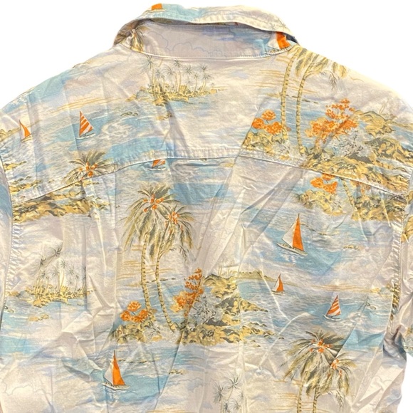 American Eagle Hawaiian Shirt Mens Sz‎ L Button Up Cotton Tropical Beach Sailing - Picture 4 of 8